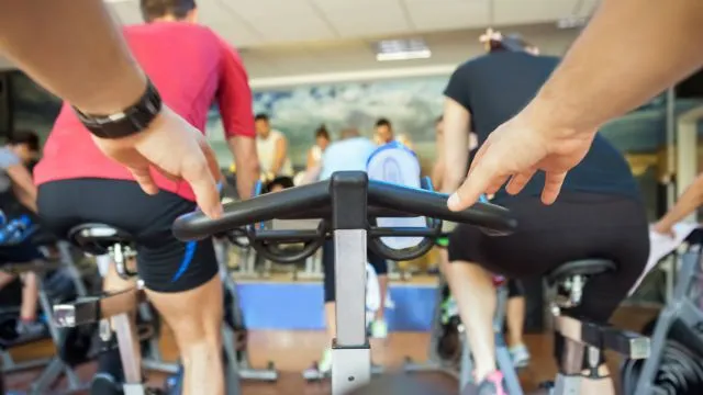 spinning class at gym